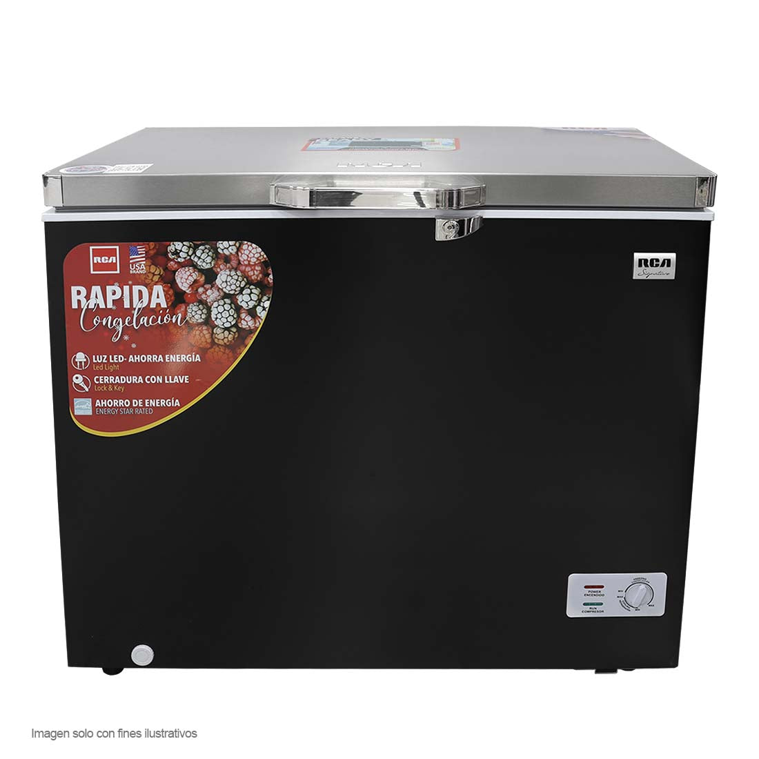 Congelador Horizontal 9pc RCSF91DA RCA luz LED cierre con llave