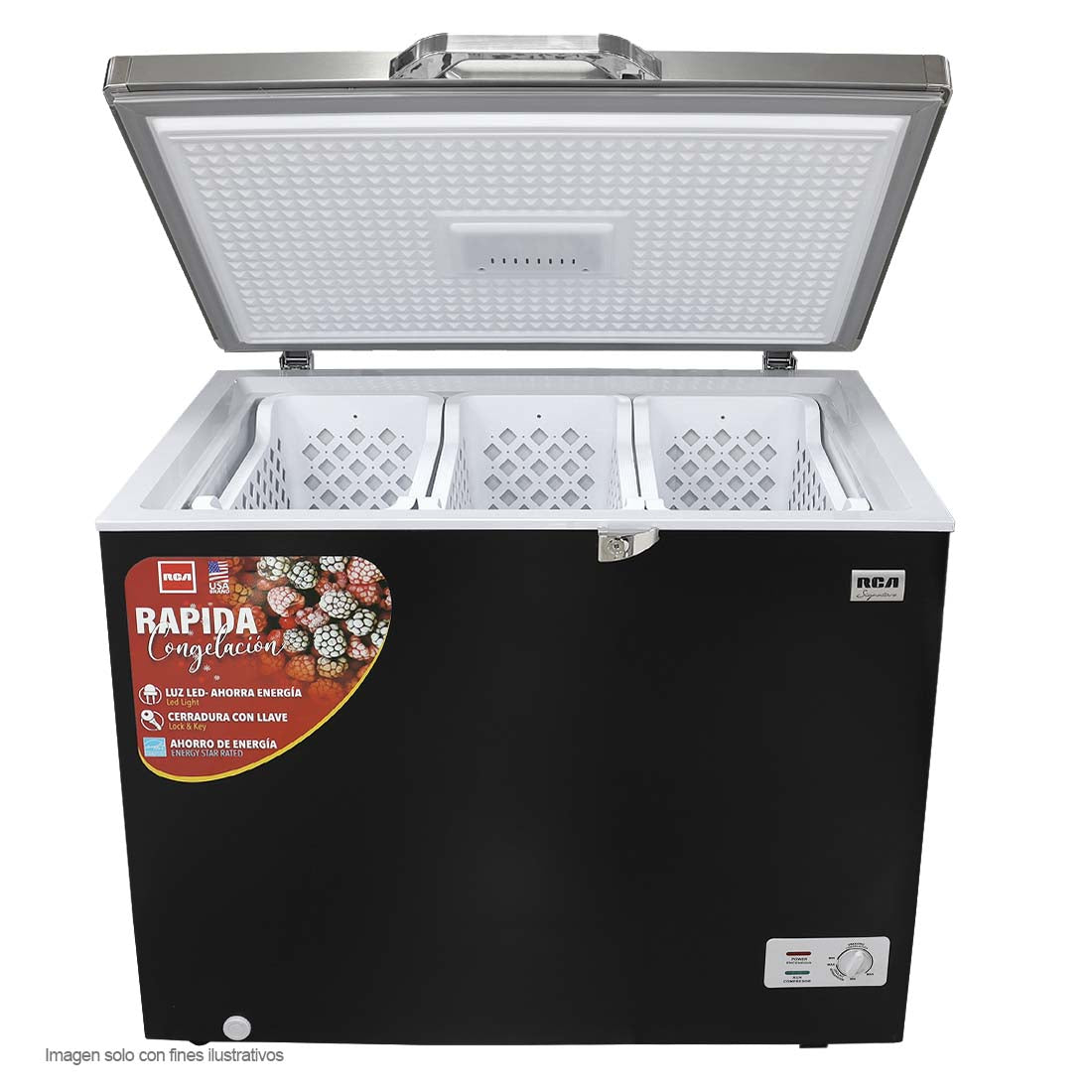 Congelador Horizontal 9pc RCSF91DA RCA luz LED cierre con llave