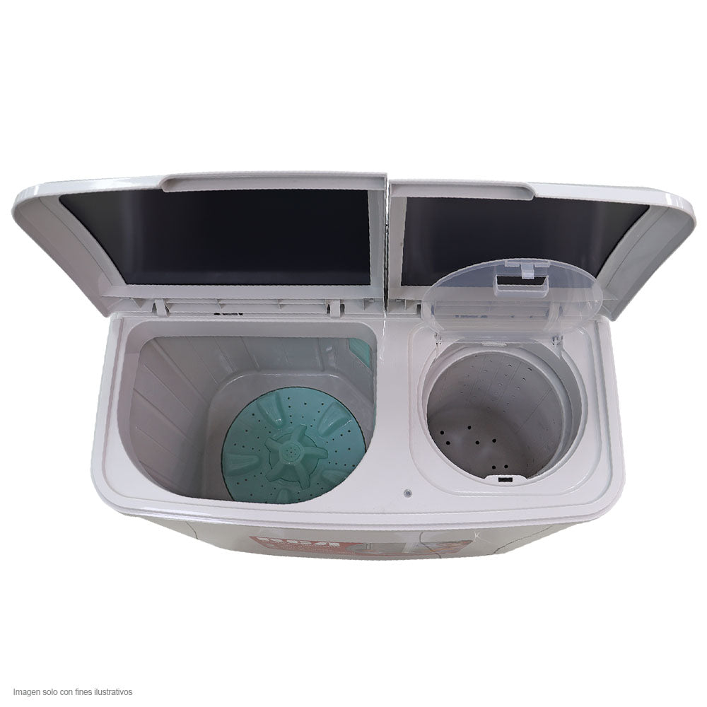 Lavadora 10kg RCWM106 RCA semi automática con tapa de vidrio templado color tono gris