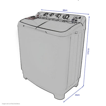 Lavadora 10kg RCWM106 RCA semi automática con tapa de vidrio templado color tono gris
