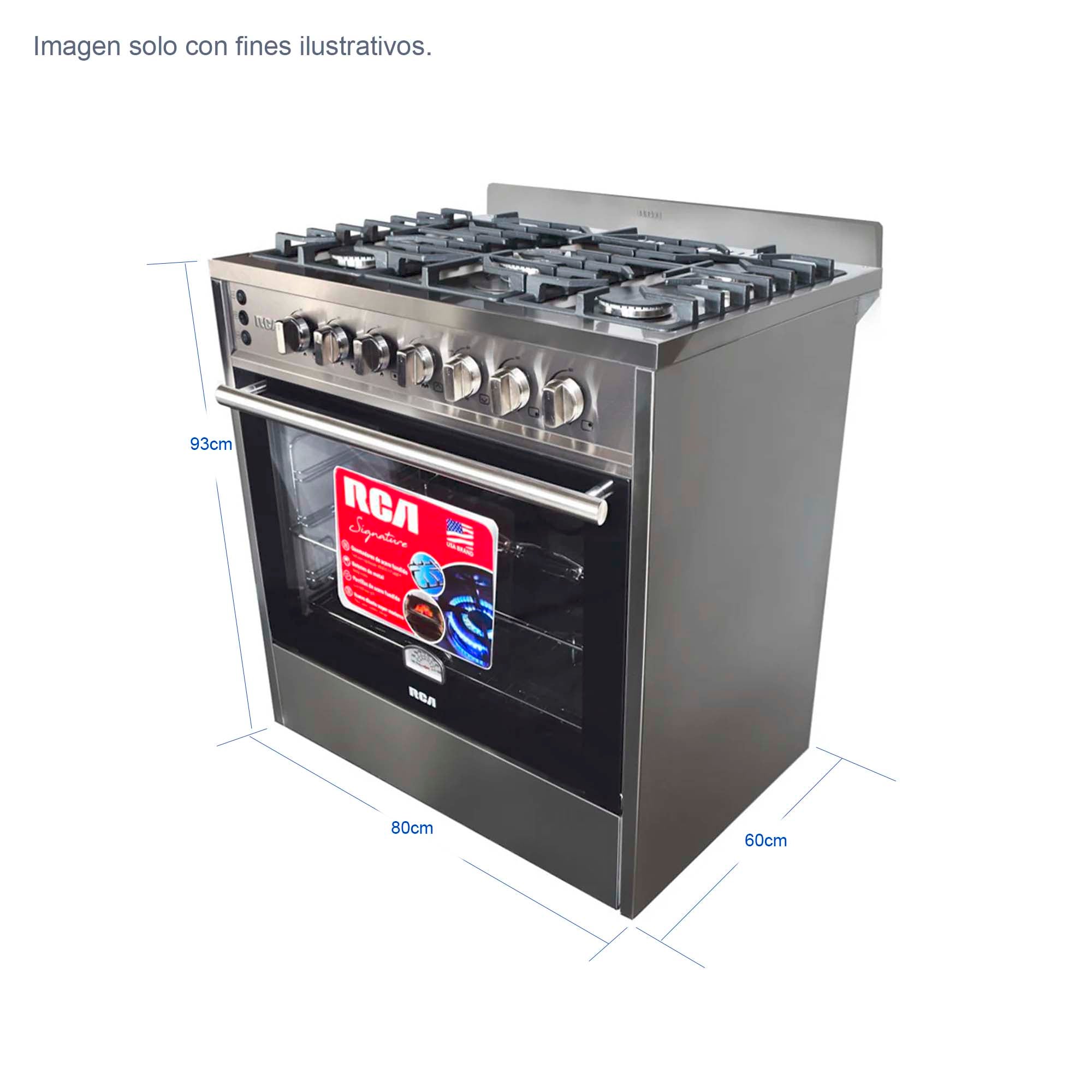 Estufa de 30” RCCC800 5 quemadores acero inoxidable a gas RCA