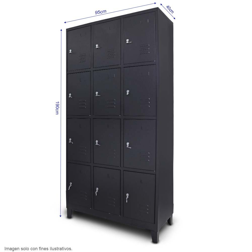 Locker 12 casilleros F-22 color negro