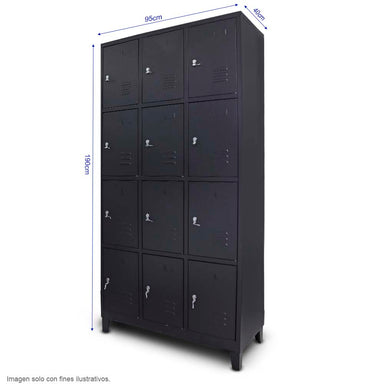 Locker 12 casilleros F-22 color negro