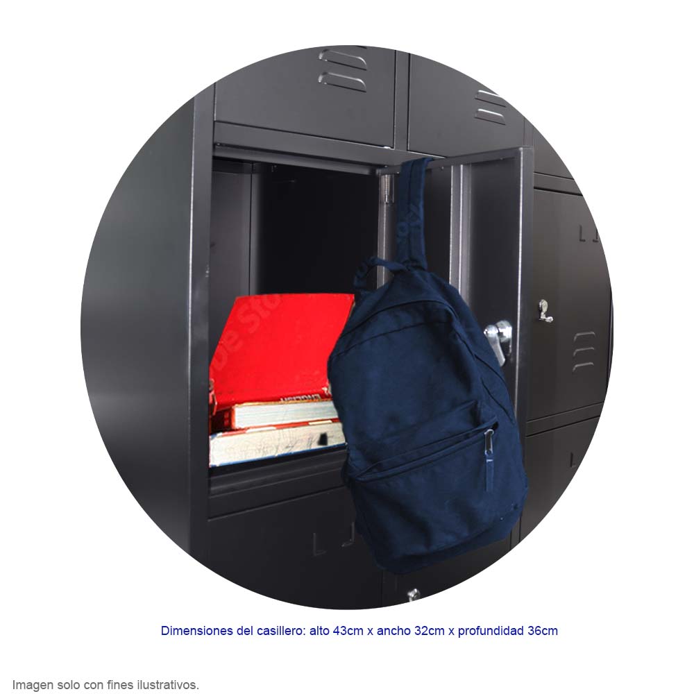 Locker 12 casilleros F-22 color negro