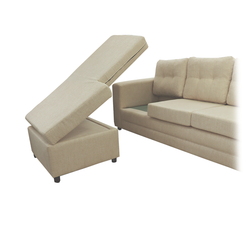 Sofá modular modelo turqueza, estructura de madera y tapizado en tela chenille