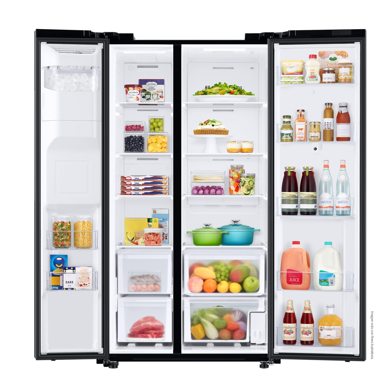 Refrigeradora 27pc, Side by Side  RS27T5561B1/AP, Samsung,  silver  family hub fam