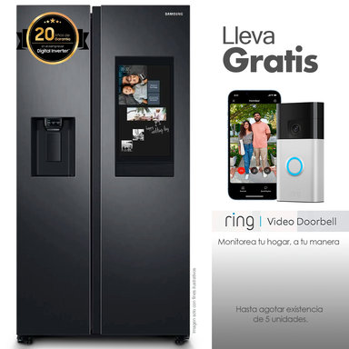 Refrigeradora Samsung 27 pie cúbicos Side by Side  RS27T5561B1/AP silver  family hub fam