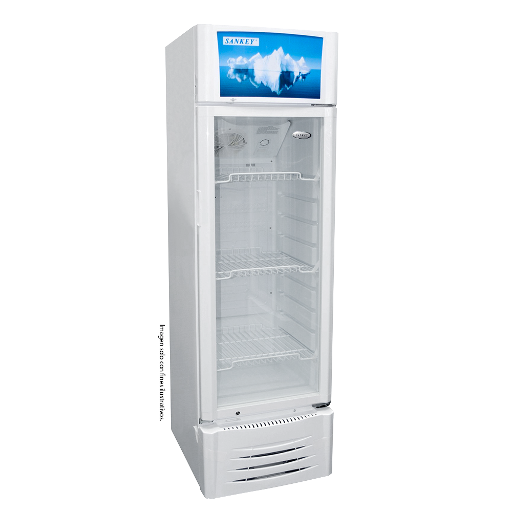 Enfriador 7.4pc modelo RFD-1080 Sankey, control de enfriamiento, puerta de vidrio.
