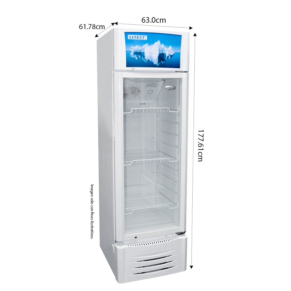 Enfriador 7.4pc modelo RFD-1080 Sankey, control de enfriamiento, puerta de vidrio.
