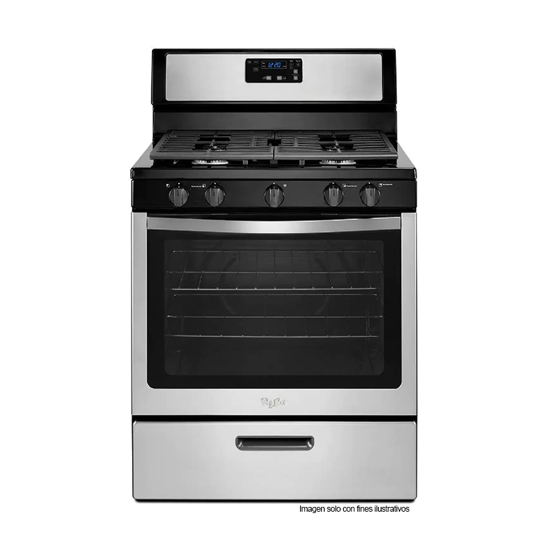 Estufa a gas de 30" Whirlpool modelo LWF7551S, acero inoxidable 5 quemadores.