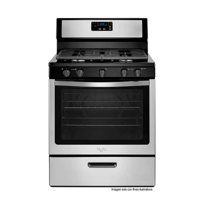 Estufa a gas de 30" Whirlpool modelo LWF7551S, acero inoxidable 5 quemadores.
