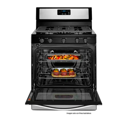 Estufa a gas de 30" Whirlpool modelo LWF7551S, acero inoxidable 5 quemadores.