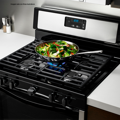 Estufa a gas de 30" Whirlpool modelo LWF7551S, acero inoxidable 5 quemadores.