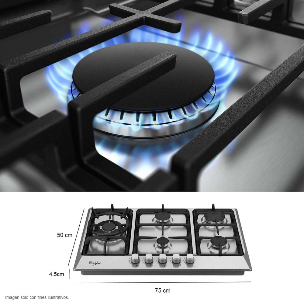 Estufa a gas 30" WP3040S Whirlpool de acero inoxidable
