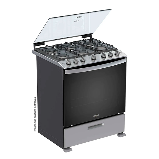 Estufa de 30" a gas LWFR5000D cubierta de acero inoxidable 6 quemadores  Whirlpool.