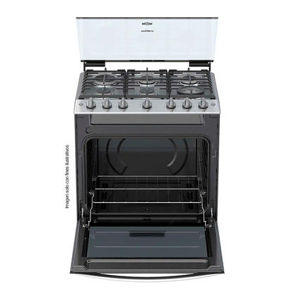 Estufa de 30" a gas LWFR5000D cubierta de acero inoxidable 6 quemadores  Whirlpool.