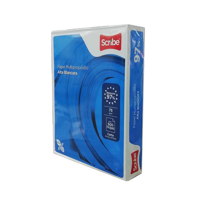 PAPEL BOND SCRIBE PAPER 8.5X11, HECHO DE PULPA DE MADERA, 75GRXM2, ULTRA BLANCO, 50