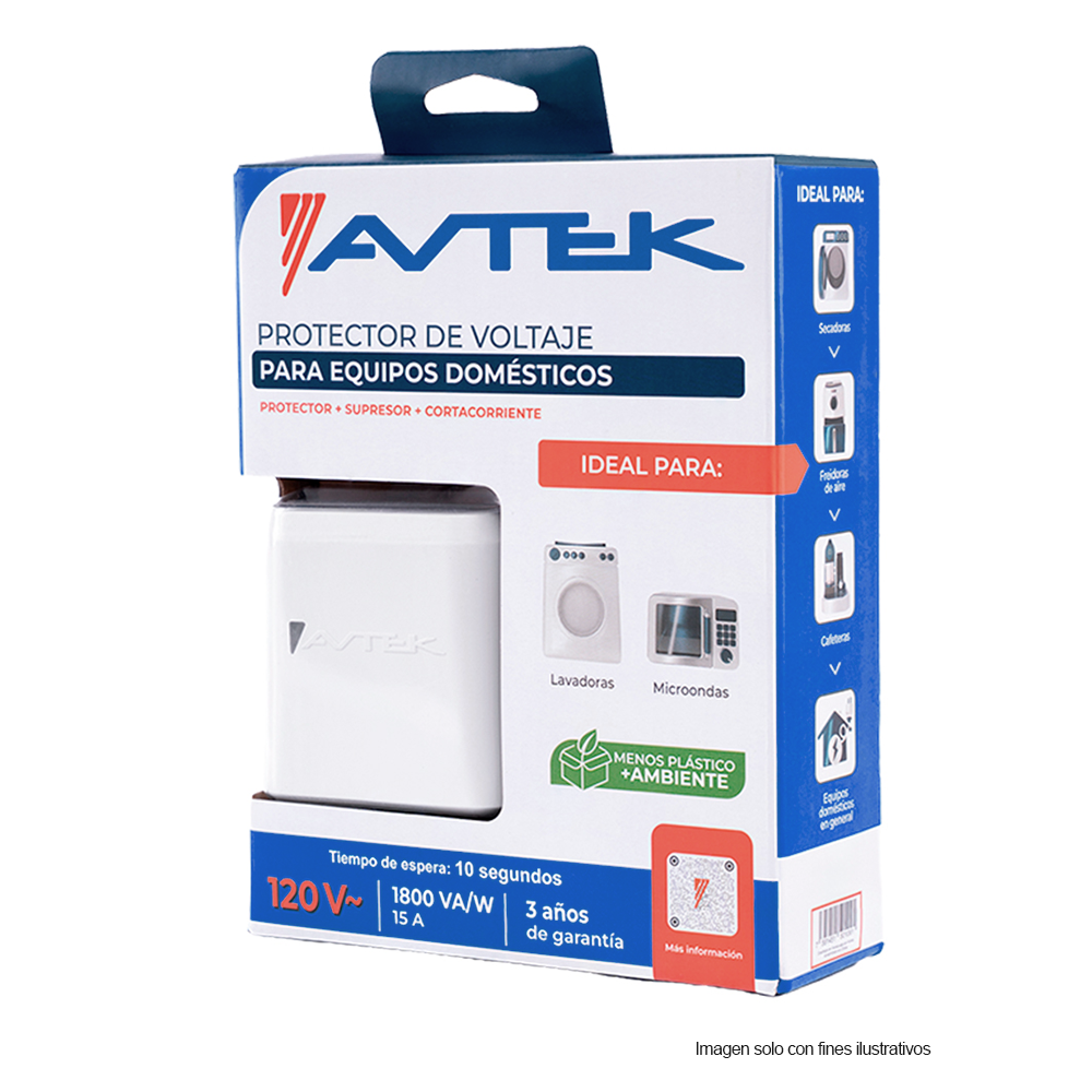 Protector de voltaje SPC-PTED-1T515 Avtek, para equipos domésticos. Hasta 1800 VA- 15 AMP, 120 VAC / 60HZ, 115 Joules