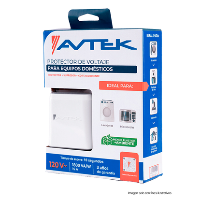 Protector de voltaje SPC-PTED-1T515 Avtek, para equipos domésticos. Hasta 1800 VA- 15 AMP, 120 VAC / 60HZ, 115 Joules