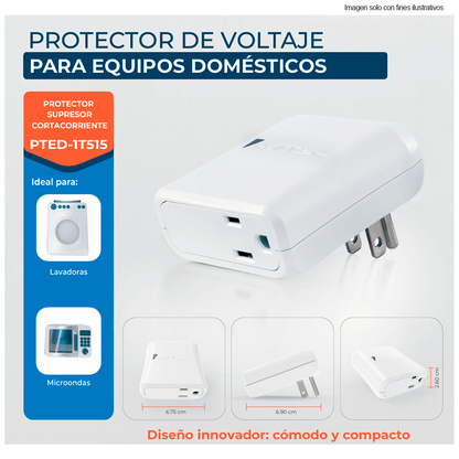 Protector de voltaje SPC-PTED-1T515 Avtek, para equipos domésticos. Hasta 1800 VA- 15 AMP, 120 VAC / 60HZ, 115 Joules