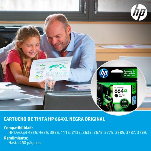 Tinta Cartucho Negro XL HP 664