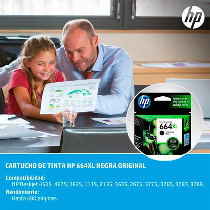 Tinta Cartucho Negro XL HP 664