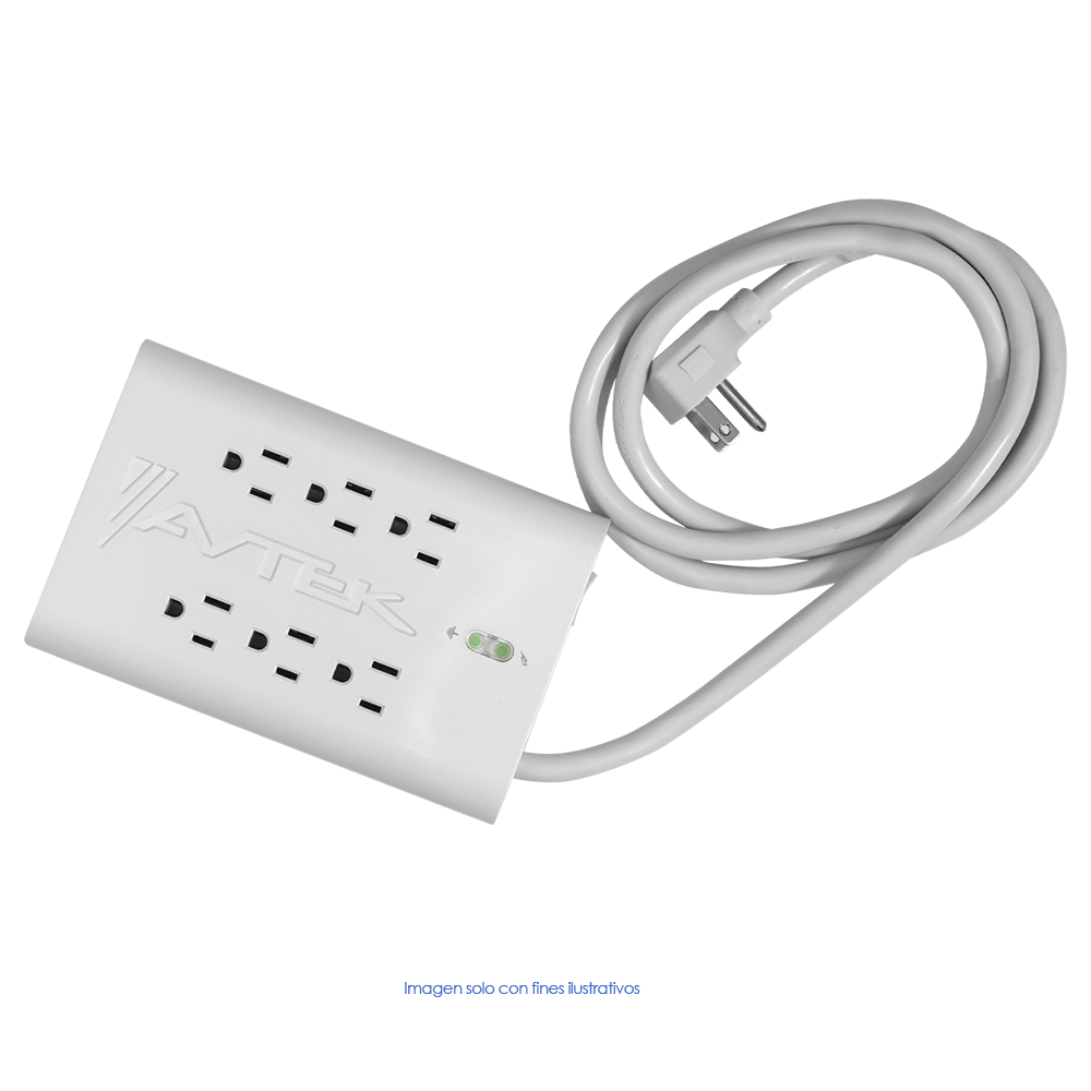 Supresor de sobretensiones, 1800 VA/W, 15 Amp, 390 Joules, 120 VAC,60Hz, 6 tomas Nema 5-15P. AVTEK