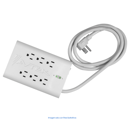 Supresor de sobretensiones, 1800 VA/W, 15 Amp, 390 Joules, 120 VAC,60Hz, 6 tomas Nema 5-15P. AVTEK