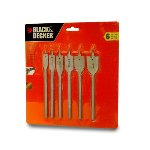 Black&Decker Brocas Madera 6 Piezas