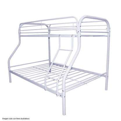 Camarote tubular DC-640 Twin / Full, estructura de metal color blanco