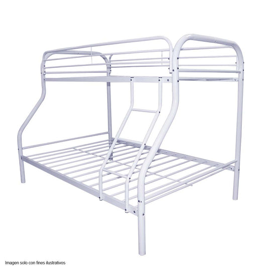 Camarote tubular DC-640 Twin / Full, estructura de metal color blanco