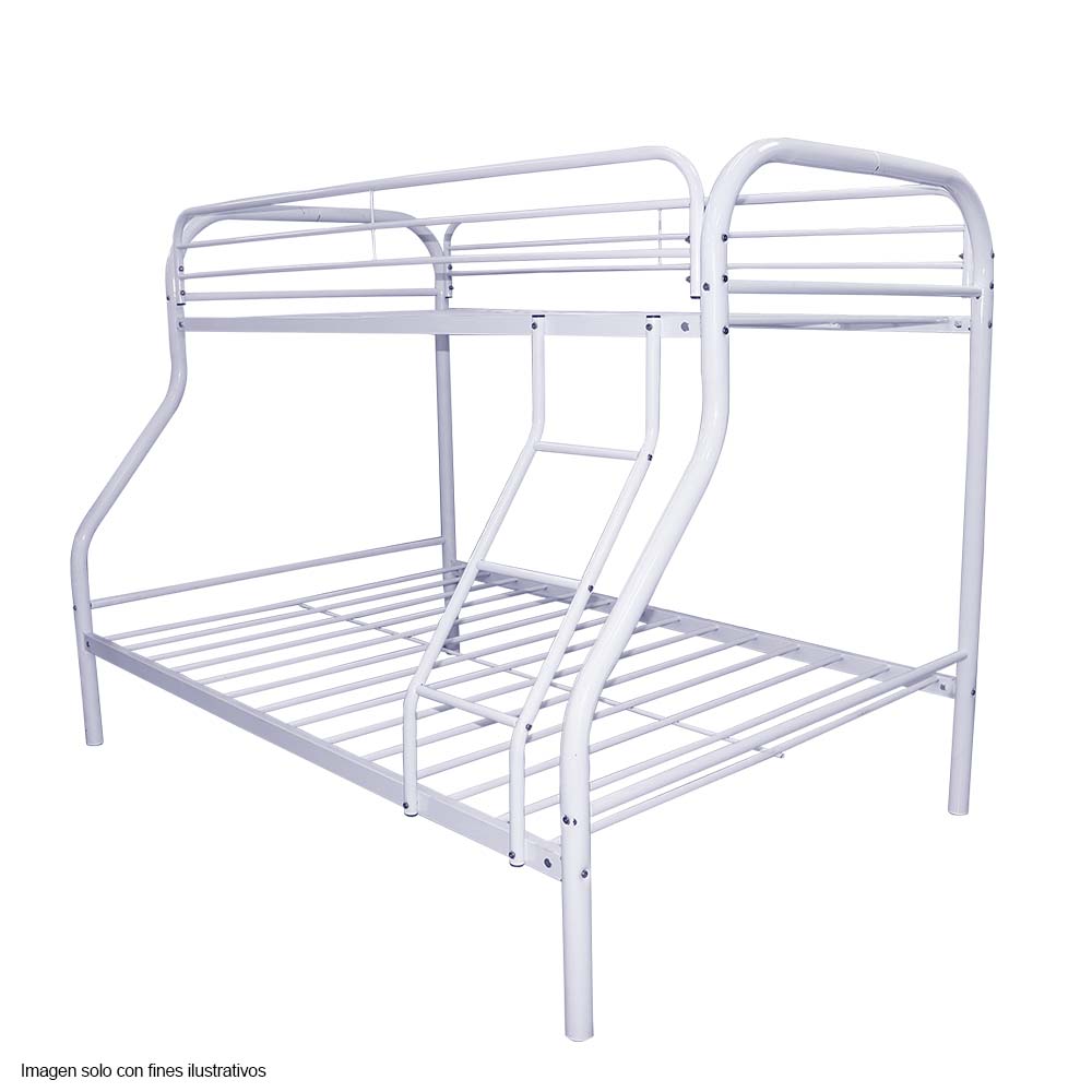 Camarote tubular DC-640 Twin / Full, estructura de metal color blanco