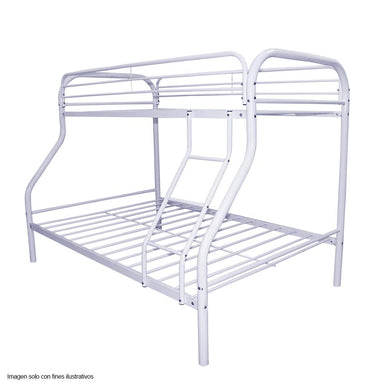 Camarote tubular DC-640 Twin / Full, estructura de metal color blanco