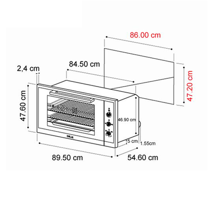 Horno a gas empotrable de 90cm modelo America 90 Drija acero inoxidable 304