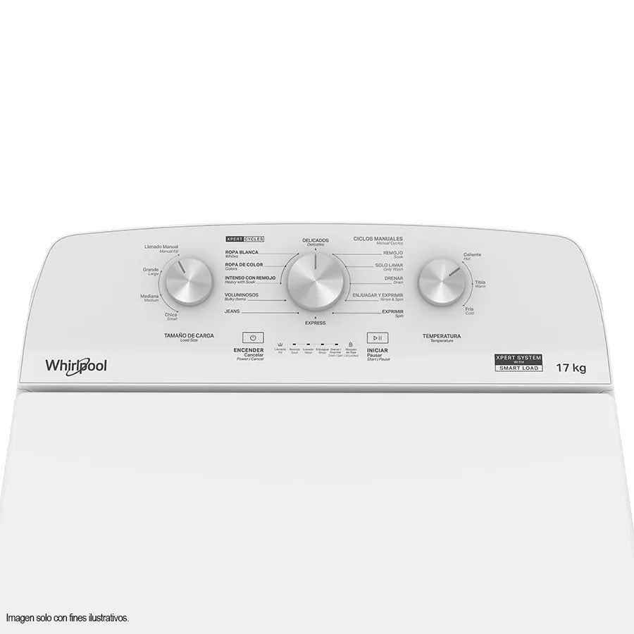 Lavadora 17kg 8MWTW1713MJQ Whirlpool, carga superior tambor acero inoxidable