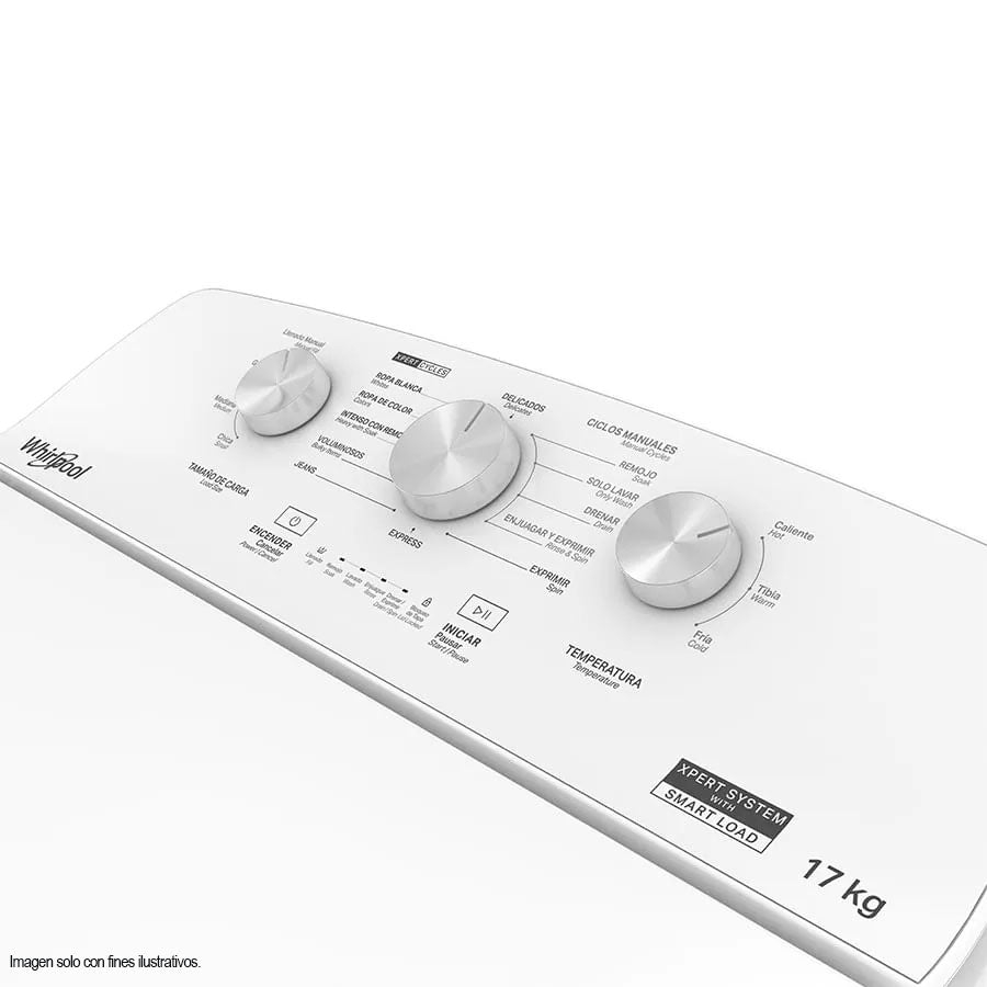 Lavadora 17kg 8MWTW1713MJQ Whirlpool, carga superior tambor acero inoxidable