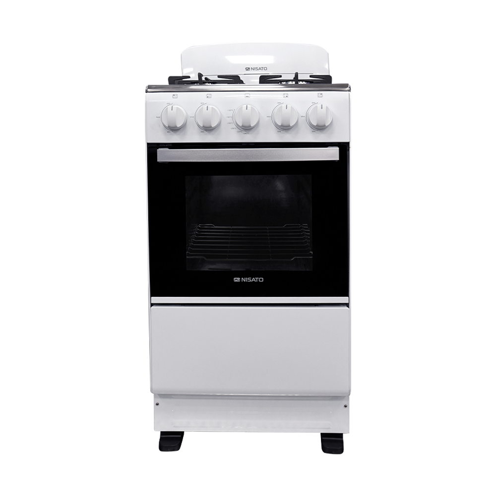 Estufa a gas de 20" NE-2021RPHF 4 quemadores, mesa de acero inox. color blanca