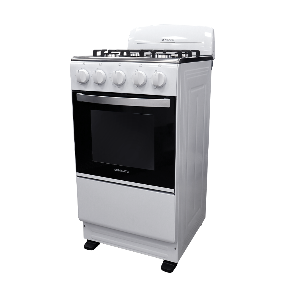 Estufa a gas de 20" NE-2021RPHF 4 quemadores, mesa de acero inox. color blanca