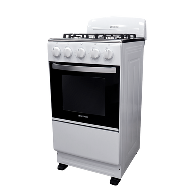 Estufa a gas de 20" NE-2021RPHF 4 quemadores, mesa de acero inox. color blanca