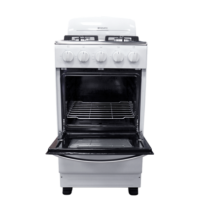 Estufa a gas de 20" NE-2021RPHF 4 quemadores, mesa de acero inox. color blanca
