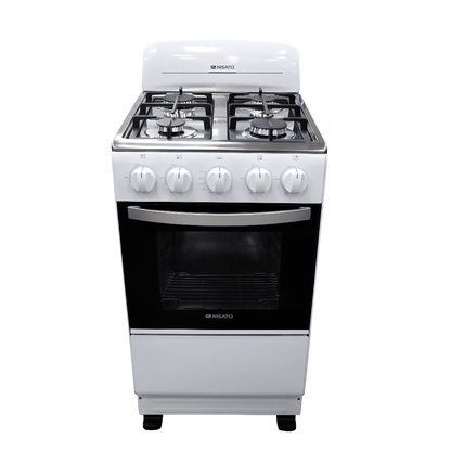 Estufa a gas de 20" NE-2021RPHF 4 quemadores, mesa de acero inox. color blanca