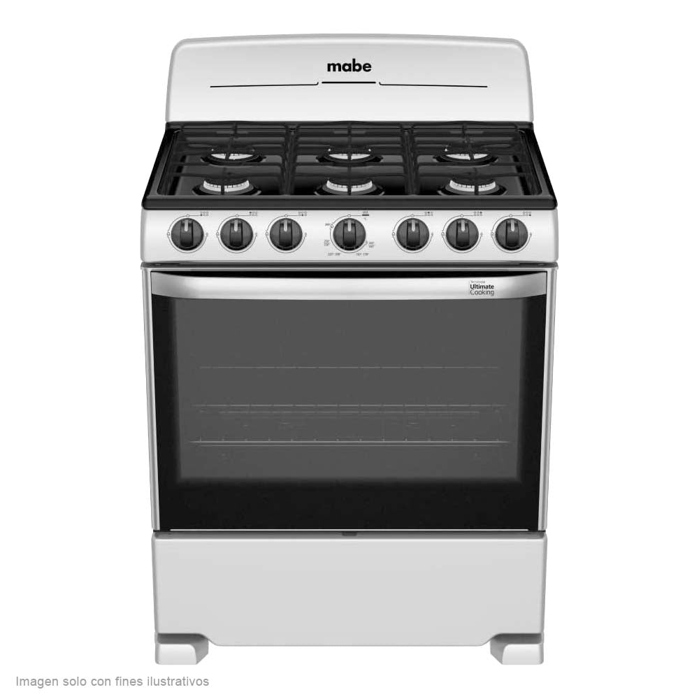Estufa Mabe de 30" a gas modelo: EM7622BAPS1 de acero inoxidable esmaltada 6 quemadores .