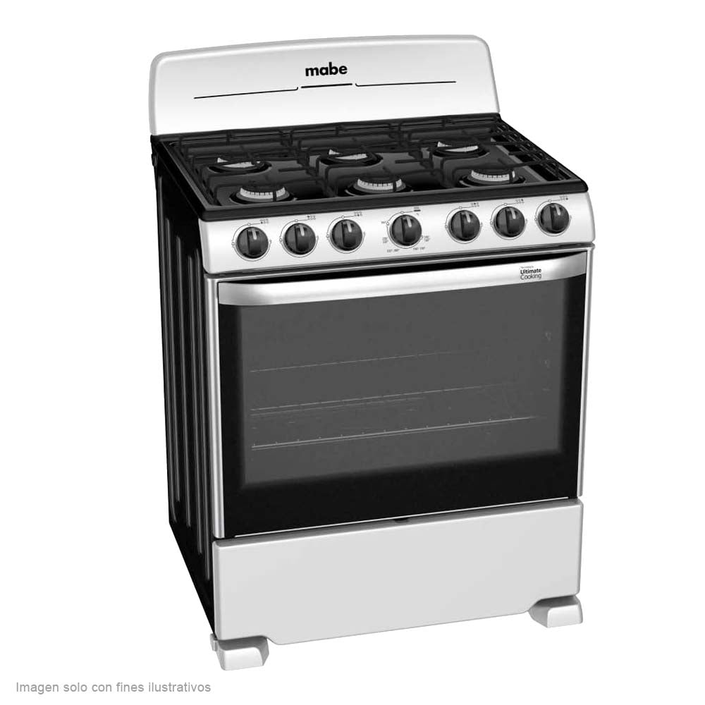 Estufa Mabe de 30" a gas modelo: EM7622BAPS2 de acero inoxidable esmaltada 6 quemadores .