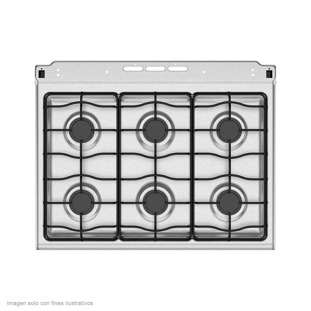 Estufa Mabe de 30" a gas modelo: EM7622BAPS2 de acero inoxidable esmaltada 6 quemadores .