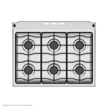 Estufa Mabe de 30" a gas modelo: EM7622BAPS2 de acero inoxidable esmaltada 6 quemadores .