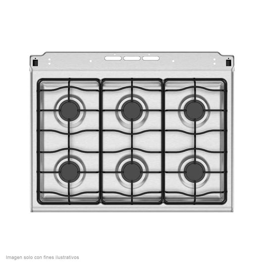 Estufa Mabe de 30" a gas modelo: EM7622BAPS2 de acero inoxidable esmaltada 6 quemadores .