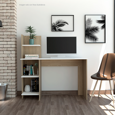 Escritorio 120 Vilma ERB 4868 Rovere + blanco 120x45x120cm