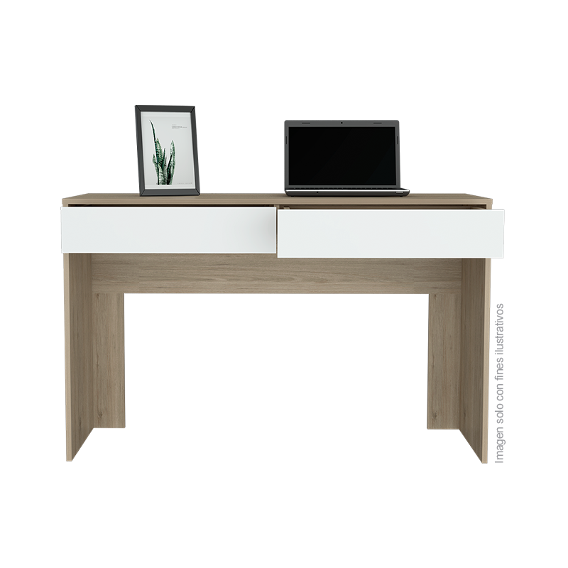 Escritorio Acre ERB2689 color Rovere y blanco, 45x120x 75cm, estructura madera aglomerada.