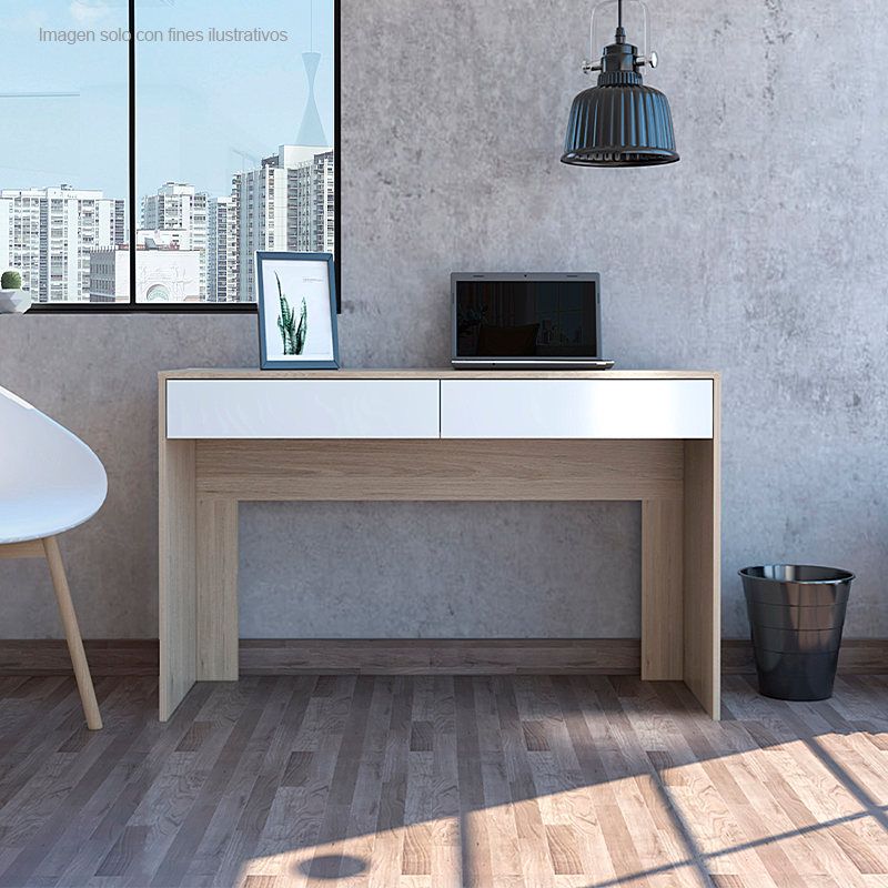 Escritorio Acre ERB2689 color Rovere y blanco, 45x120x 75cm, estructura madera aglomerada.