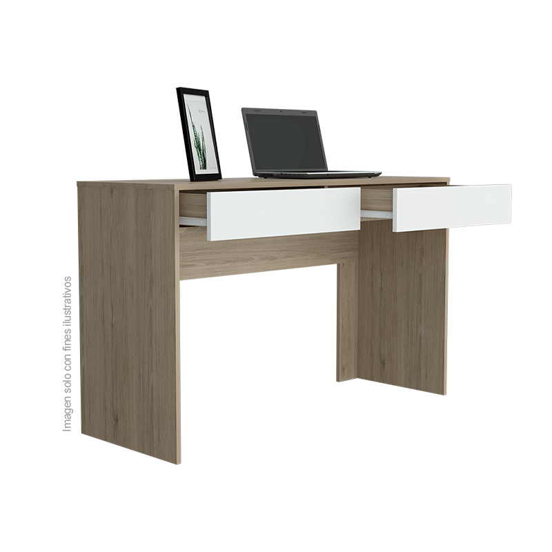 Escritorio Acre ERB2689 color Rovere y blanco, 45x120x 75cm, estructura madera aglomerada.